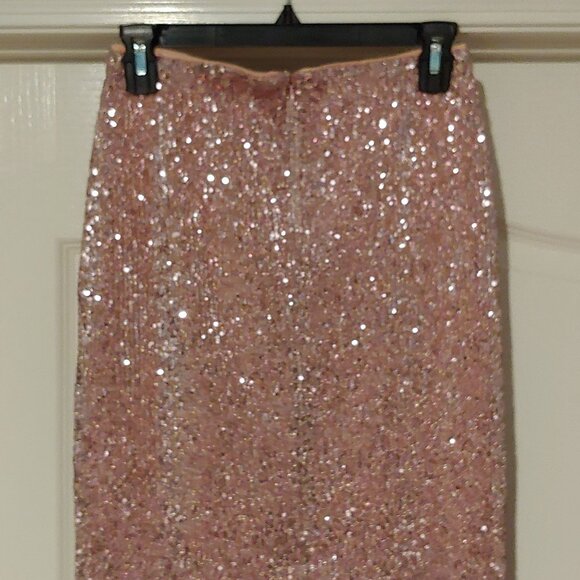 Vineyard Vines Party Barbie Glitter Glam Sequin Clubbing Pencil Skirt Rose XS - Picture 5 of 8